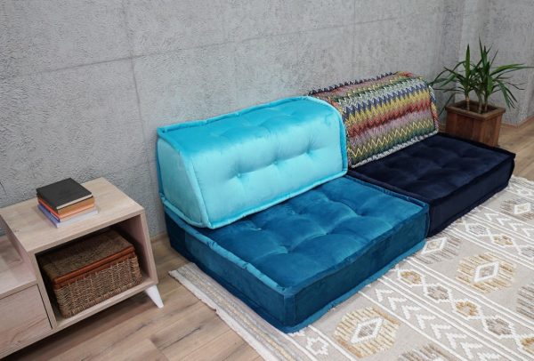 Large Blue Cushion With Back Support For Livingroom 5-MB95 - Image 7