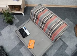 Large Size Gray Color Floor Pillow With Back Support 13-MW95