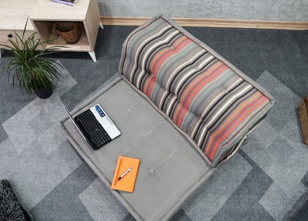 Large Size Gray Color Floor Pillow With Back Support 13-MW95