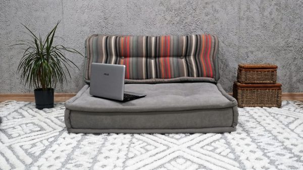 Large Size Gray Color Floor Pillow With Back Support 13-MW95 - Image 4