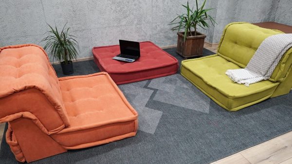 Floor Seating Cushions With Back Support (Orange - Green colors) 14-MW95 - Image 2