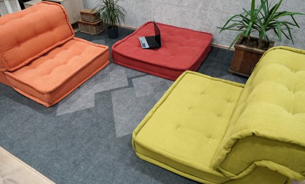 Floor Seating Cushions With Back Support (Orange - Green colors) 14-MW95 - Image 3
