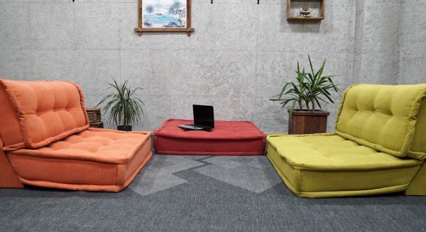 Floor Seating Cushions With Back Support (Orange - Green colors) 14-MW95 - Image 4
