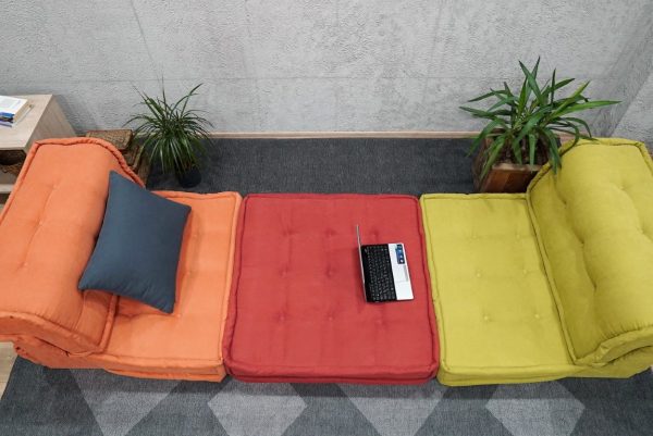 Floor Seating Cushions With Back Support (Orange - Green colors) 14-MW95 - Image 6