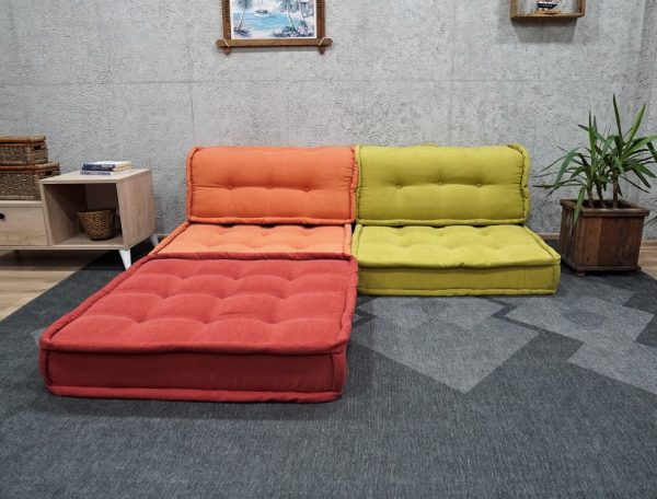 Floor Seating Cushions With Back Support (Orange - Green colors) 14-MW95 - Image 8