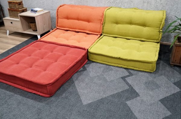 Floor Seating Cushions With Back Support (Orange - Green colors) 14-MW95 - Image 9