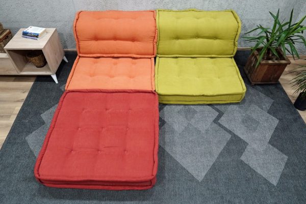 Floor Seating Cushions With Back Support (Orange - Green colors) 14-MW95 - Image 10