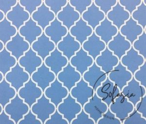 Baby Blue Sofa and Curtain Fabric with Moroccan Pattern