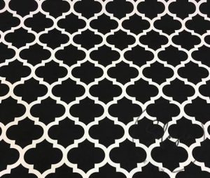 Black Background Moroccan Patterned Cushion Fabric