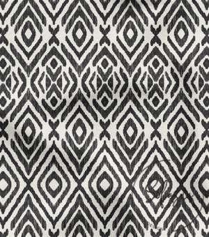 Black Ikat Patterned Digital Sofa Fabric