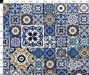 Blue Ceramic Patterned Fabric