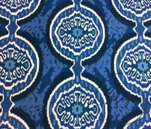 Blue Ikat Medallion Patterned Fabric
