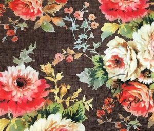 Brown Linen Roses Patterned Fabric