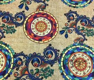 Burlap Backdrop Ethnic Mandala Patterned Fabric