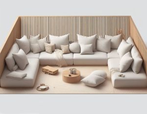 Cream Sectional Floor Sofa Set, U Shaped Cushion Sets 20-MB70