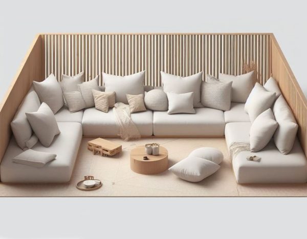 Cream Sectional Floor Sofa Set, U Shaped Cushion Sets 20-MB70