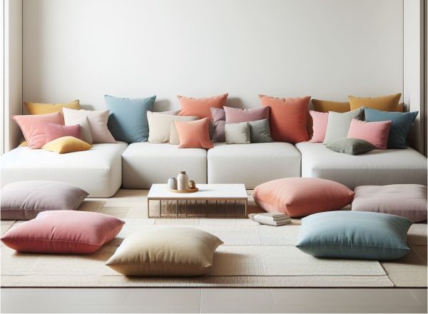 Cream Sectional Floor Sofa Set, U Shaped Cushion Sets 20-MB70 - Image 4