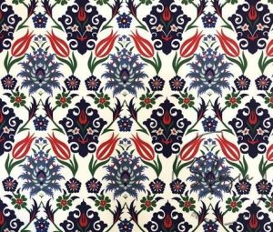 Flower Motif Tile Pattern Curtain Fabric