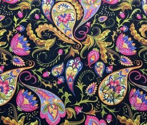 Gold Color Paisley Patterned Fabric