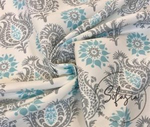 Gray Damask Patterned Background Curtain Fabric