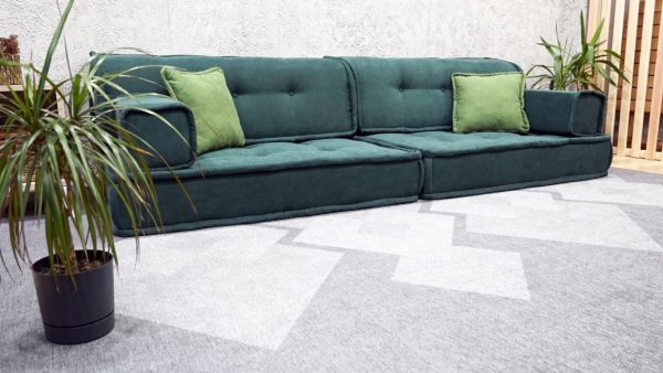Green Corner Sofa in The Floor - Extra Large Floor Cushions 18-MB95 - Image 5