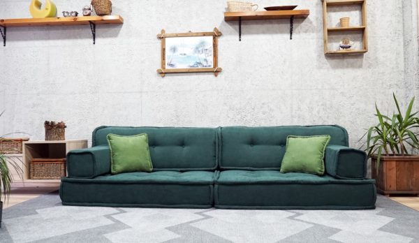 Green Corner Sofa in The Floor - Extra Large Floor Cushions 18-MB95 - Image 6