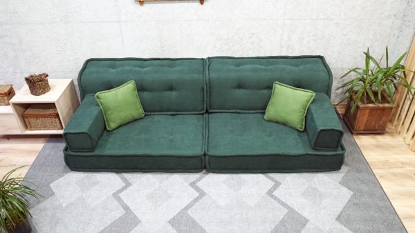 Green Corner Sofa in The Floor - Extra Large Floor Cushions 18-MB95 - Image 7