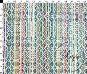 Green Ethnic Stripe Patterned Cushion Fabric