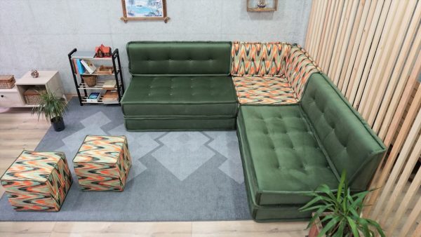 Green Velvet Floor Sofa Couch For Adult 10-MB70 - Image 3