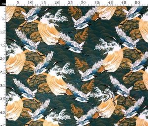 Japanese Bird Patterned Sofa Fabric