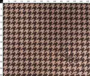 Large Brown Powder Houndstooth Pattern Fabric with Linen Effect