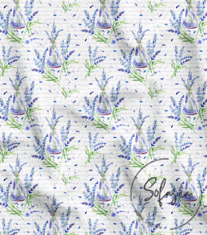Lavender Garden White Background Patterned Fabric