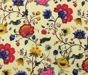 Light Yellow Floor Floral Sofa and Curtain Fabric