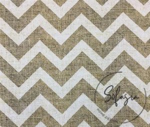 Linen Effect Brown White Zigzag Patterned Fabric