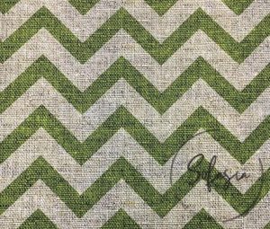 Linen Effect Green Zigzag Patterned Fabric