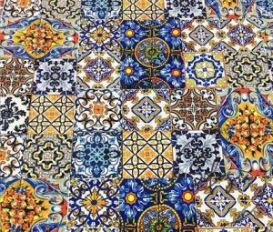 Majolica Mosaic Patterned Fabric