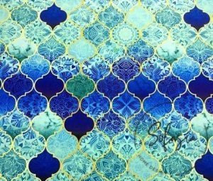 Motifed Turquoise Moroccan Patterned Fabric