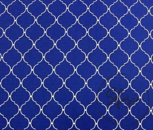 Navy Blue and White Moroccan Patterned Cushion Fabric