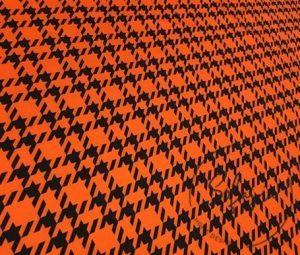 Orange Houndstooth Checked Fabric