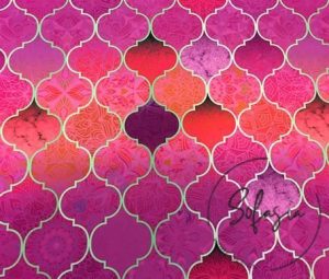Pink Moroccan Patterned Cushion Fabric with Motif
