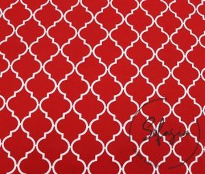 Red Moroccan Patterned Sofa and Curtain Fabric