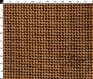 Small Orange Black Houndstooth Pattern Fabric with Linen Effect