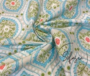 Soft Blue Drop Damask Patterned Background Curtain Fabric