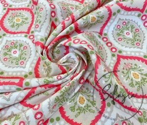 Soft Red Drop Damask Patterned Sofa Fabric