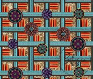 Turquoise Brown Mandala Patterned Cushion Fabric