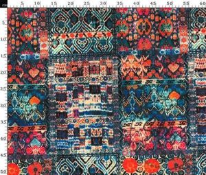 Turquoise Coral Rug Patterned Floor Cushion Fabric