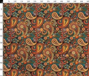 Turquoise Floor Paisley Patterned Cushion Fabric