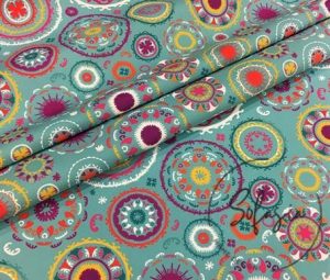 Turquoise Floor Patterned Cushion Fabric