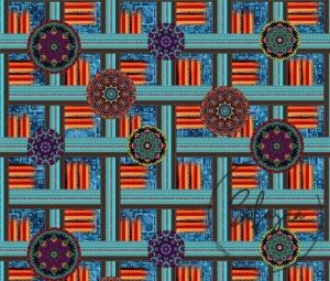 Turquoise Navy Blue Mandala Patterned Cushion Fabric