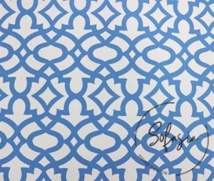 White Blue Ottoman Patterned Fabric